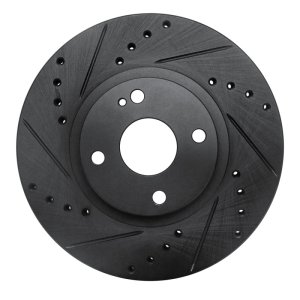 Mazda Miata Brake Rotor (1) - Front Left - R1 Concepts - Drilled & Slotted - Black - `01-`05